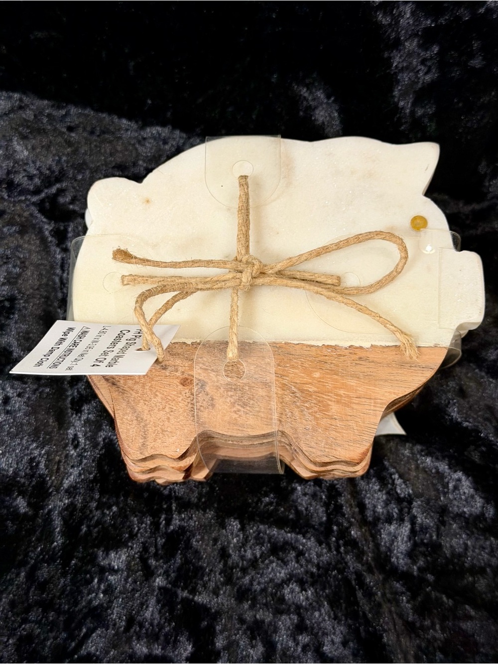New Pig shaped Marble and Wood Coaster’s 4 piece